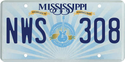 MS license plate NWS308