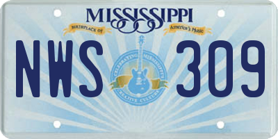 MS license plate NWS309