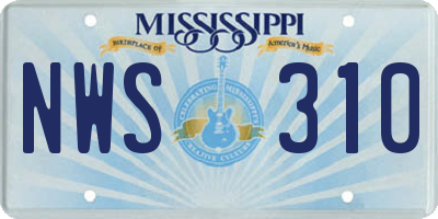 MS license plate NWS310