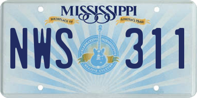 MS license plate NWS311