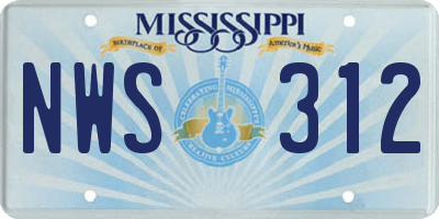 MS license plate NWS312