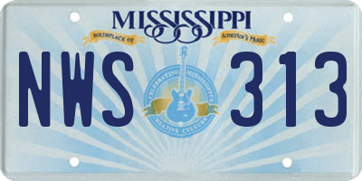 MS license plate NWS313