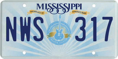 MS license plate NWS317
