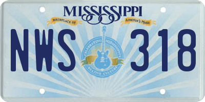 MS license plate NWS318
