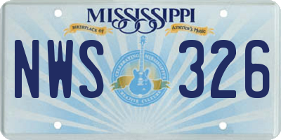 MS license plate NWS326