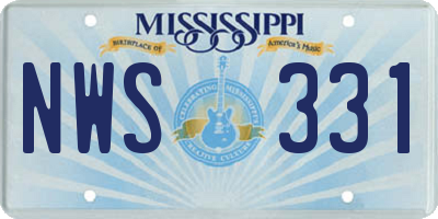 MS license plate NWS331