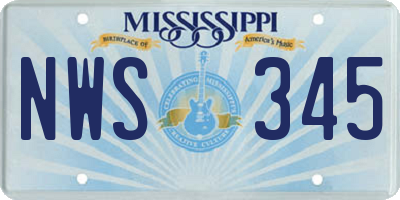 MS license plate NWS345
