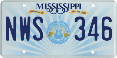 MS license plate NWS346