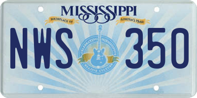 MS license plate NWS350