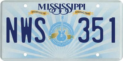 MS license plate NWS351