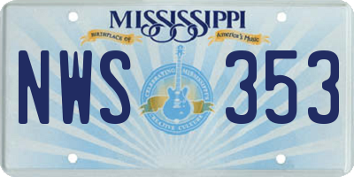 MS license plate NWS353