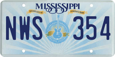 MS license plate NWS354