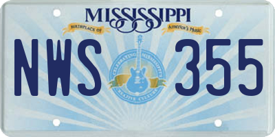 MS license plate NWS355