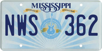 MS license plate NWS362