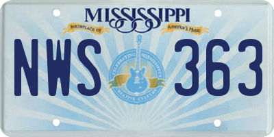 MS license plate NWS363