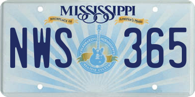 MS license plate NWS365