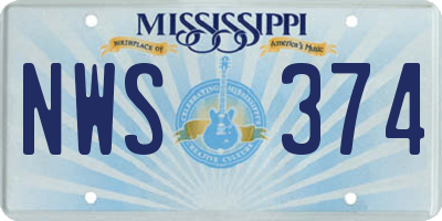 MS license plate NWS374