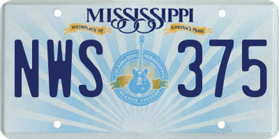MS license plate NWS375