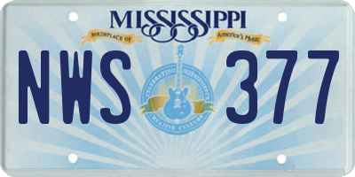 MS license plate NWS377