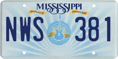 MS license plate NWS381