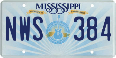 MS license plate NWS384