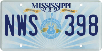 MS license plate NWS398