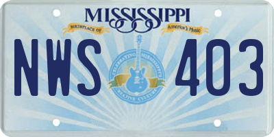 MS license plate NWS403