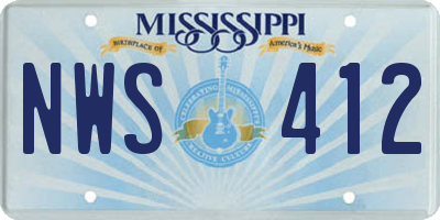 MS license plate NWS412