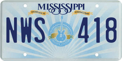 MS license plate NWS418