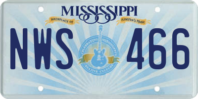 MS license plate NWS466