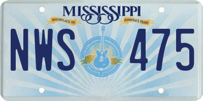 MS license plate NWS475