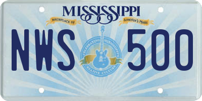 MS license plate NWS500