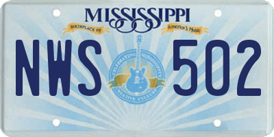MS license plate NWS502