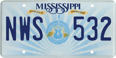 MS license plate NWS532