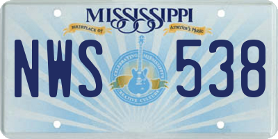 MS license plate NWS538