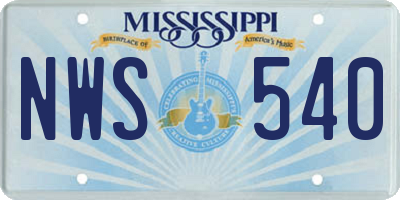 MS license plate NWS540