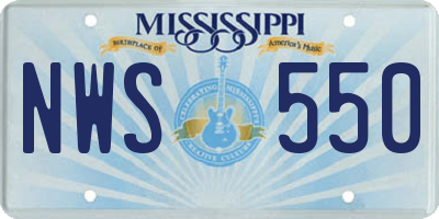 MS license plate NWS550