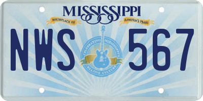 MS license plate NWS567