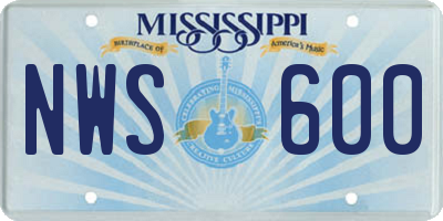 MS license plate NWS600