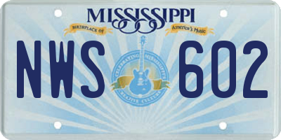 MS license plate NWS602