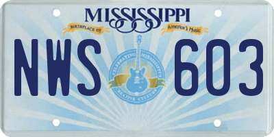 MS license plate NWS603
