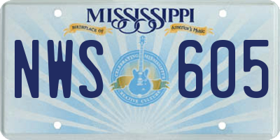 MS license plate NWS605