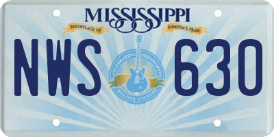 MS license plate NWS630