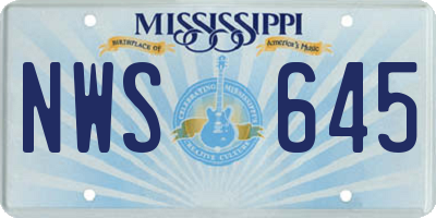 MS license plate NWS645