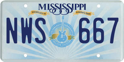 MS license plate NWS667
