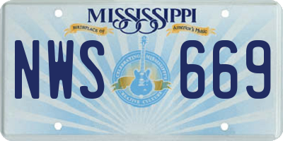 MS license plate NWS669