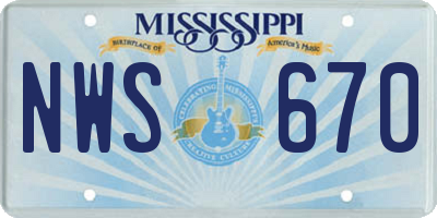 MS license plate NWS670