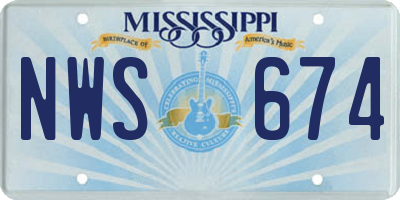 MS license plate NWS674