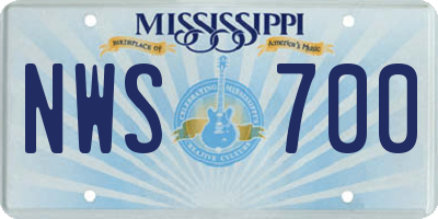 MS license plate NWS700