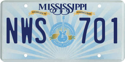 MS license plate NWS701